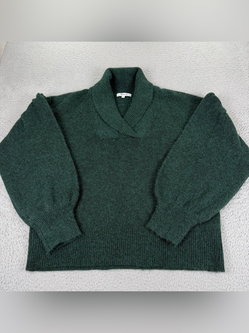 Madewell Vinson Shawl Collar Sweater Womens Large Green Cozy Pullover Preppy - Picture 2 of 10